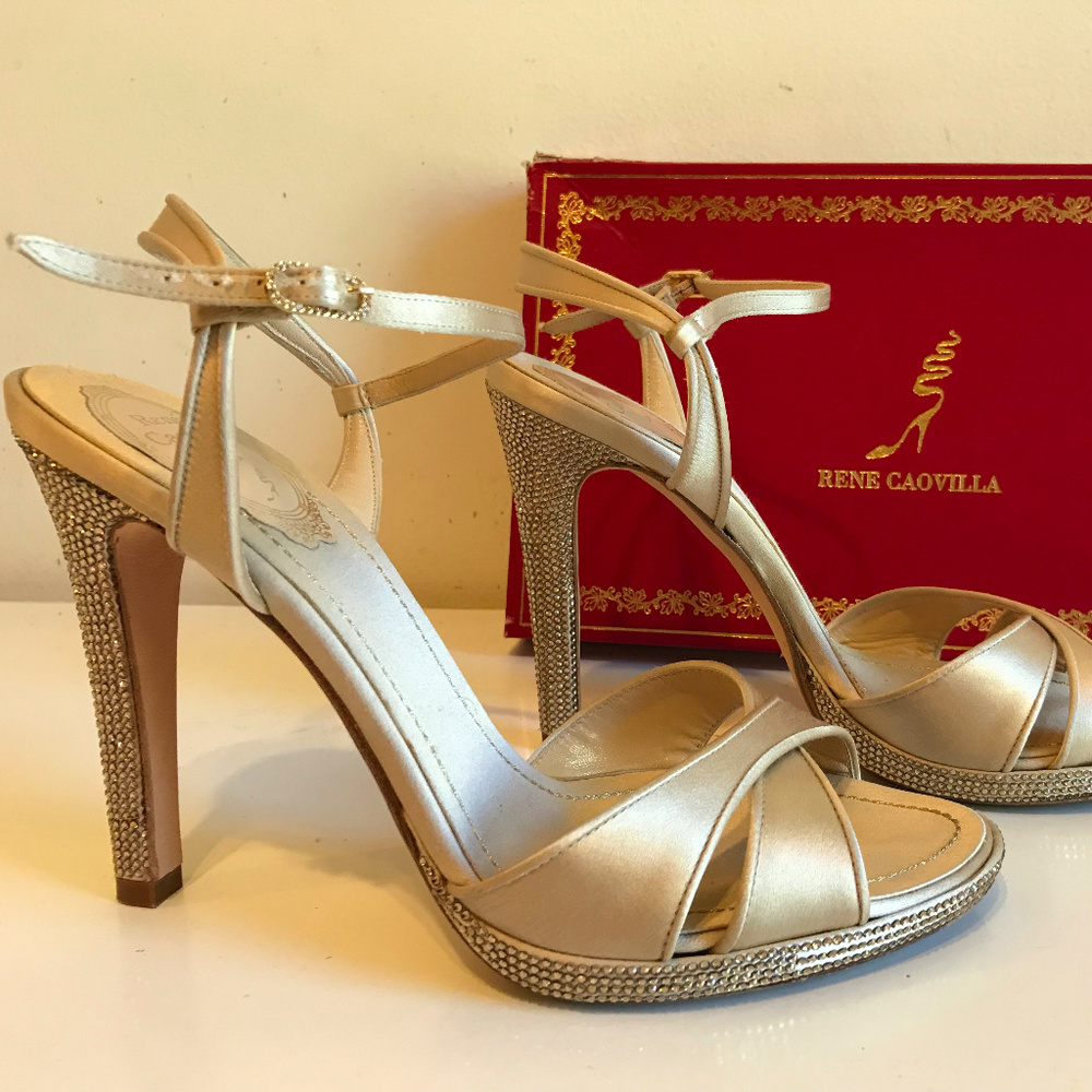 COPY - Rene Caovilla Embellished Satin Sandals size8